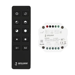 Фото #1 товара INTELLIGENT ARLIGHT Диммер SMART-SET-TRIAC-601-72-DIM-PD-IN Black (230V, 1x1.5A, ПДУ 10кн, 2.4G) (IARL, IP20 Пластик, 5 лет)