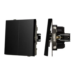 Фото #1 товара Механизм выключателя двухклавишный непроходной SWT-TENDO-MK02-PL-BK (230V, 10A) (Arlight, Черный)