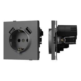 Фото #1 товара Механизм розетки с USB зарядкой SCT-TENDO-MUAA-SFPL-GR (230V, 16A) (Arlight, Матовый графитовый)