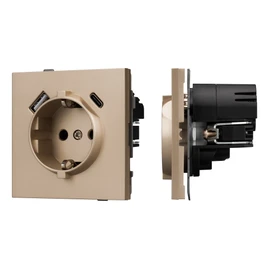 Фото #1 товара Механизм розетки с USB зарядкой SCT-TENDO-MUAC-PL-GD (230V, 16A) (Arlight, Песочный)