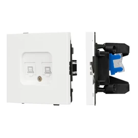 Фото #1 товара Механизм компьютерной розетки двойной SCT-TENDO-MPC2-SFPL-WH (RJ-45, CAT6) (Arlight, Матовый белый)