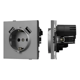 Фото #1 товара Механизм розетки с USB зарядкой SCT-TENDO-MUAA-PL-GR (230V, 16A) (Arlight, Графитовый)