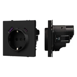 Фото #1 товара Механизм розетки с USB зарядкой SCT-NOBE-MUAC-SFPL-BK (230V, 16A) (Arlight, -)
