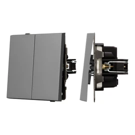 Фото #1 товара Механизм выключателя двухклавишный непроходной SWT-TENDO-MK02-PL-GR (230V, 10A) (Arlight, -)