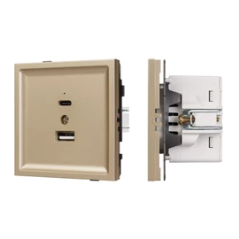 Фото #1 товара Механизм USB розетки SCT-TENDO-MUAC-SFPL-GD (5V, 3A, QC3) (Arlight, Матовый песочный)