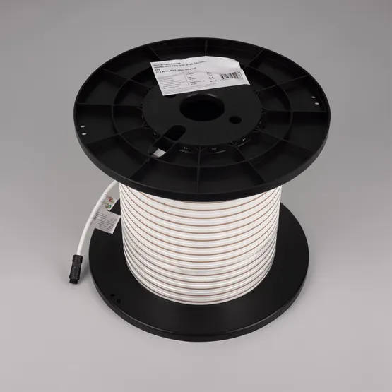 Фото #3 товара Светодиодная лента герметичная MOONLIGHT-PRO-TOP-X320-13x12mm 48V Warm3000 (9.6 W/m, IP67, 30m, wire x2) (Arlight, Вывод боковой, 7 лет)