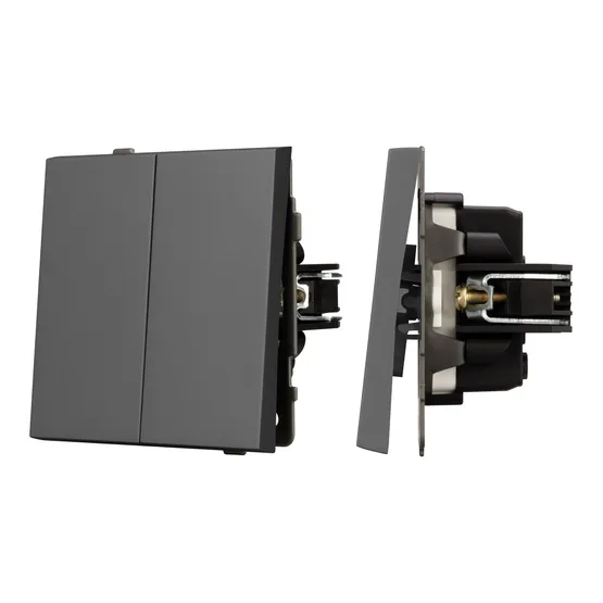 Фото #1 товара Механизм выключателя двухклавишный непроходной SWT-TENDO-MK02-SFPL-GR (230V, 10A) (Arlight, -)