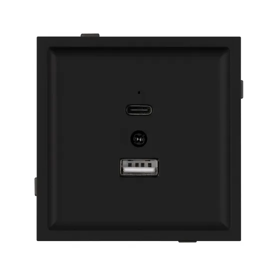 Фото #2 товара Механизм USB розетки SCT-TENDO-MUAC-SFPL-BK (5V, 3A, QC3) (Arlight, Матовый черный)