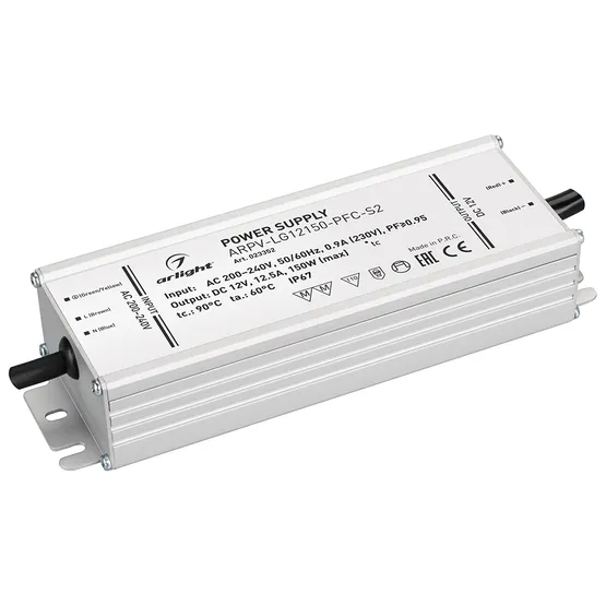 Фото #1 товара Блок питания ARPV-LG12150-PFC-S2 (12V, 12.5A, 150W) (Arlight, IP67 Металл, 5 лет)