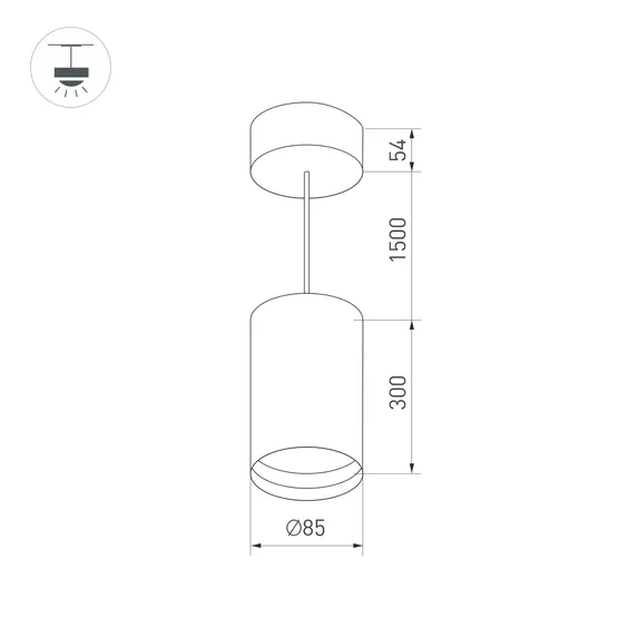 Фото #11 товара Светильник SP-POLO-HANG-LONG300-R85-15W Warm3000 (WH-BK, 40 deg) (Arlight, IP20 Металл, 3 года)