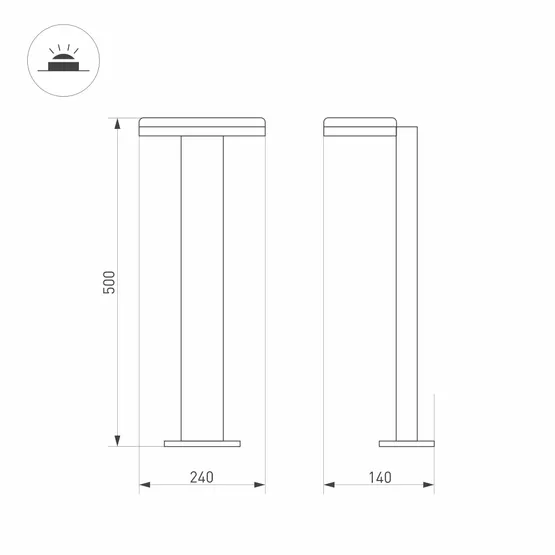 Фото #4 товара Светильник LGD-TENT-BOLL-H500-9W Warm3000 (GR, 110 deg, 230V) (Arlight, IP65 Металл, 3 года)