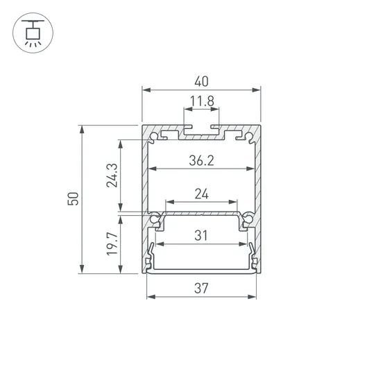 Фото #4 товара Профиль IP-LINE-4050-2000 BLACK (Arlight, Алюминий)