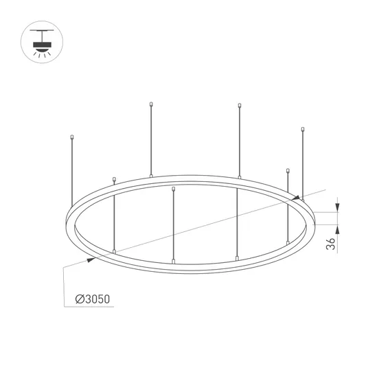 Фото #2 товара Светильник SP-LINE-HANG-ARC-O3535-D3000-250W Day4000 (WHITE, 230V) (Arlight, Металл)