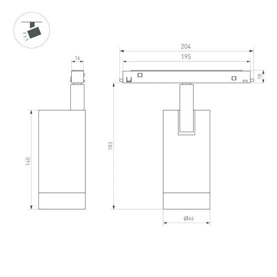 Фото #3 товара Светильник MAG-ORIENT-SPOT-R65-20W Warm3000 (BK, 24 deg, 48V) (Arlight, IP20 Металл, 5 лет)