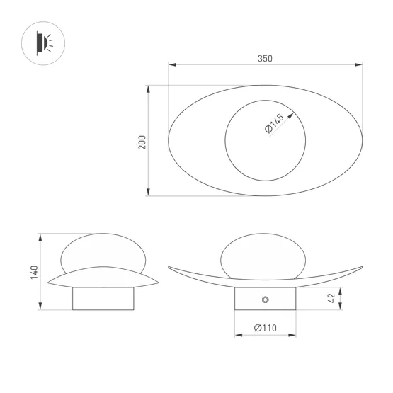 Фото #2 товара Светильник SP-PERLEN-WALL-L350-6W Warm3200-MIX (GD, 150 deg, 230V, TOUCH-DIM) (Arlight, IP20 Металл, 5 лет)