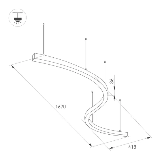 Фото #2 товара Светильник SP-LINE-HANG ARC-S3535-D800-65W Warm3000 (WHITE, 230V) (Arlight, Металл)