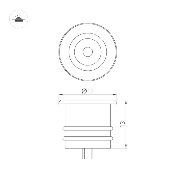 Фото #2 товара Светильник ART-PICCOLO-BUILT-R13-1W Warm2700 (BK, 30 deg, 3V) (Arlight, IP40 Металл, 3 года)