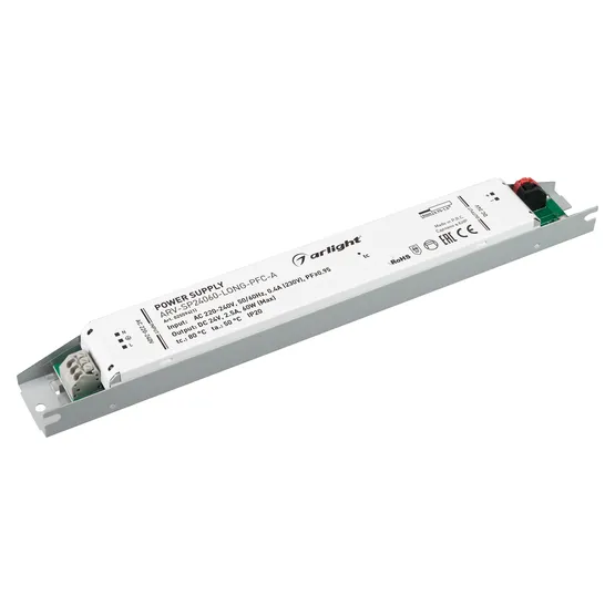 Фото #1 товара Блок питания ARV-SP24060-LONG-PFC-A (24V, 2.5A, 60W) (Arlight, IP20 Металл, 5 лет)