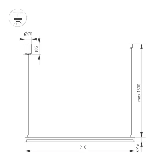 Фото #4 товара Светильник SP-UMBRA-HANG-H-L900-15W Warm3000 (WH, 120 deg, 230V) (Arlight, IP20 Металл, 3 года)