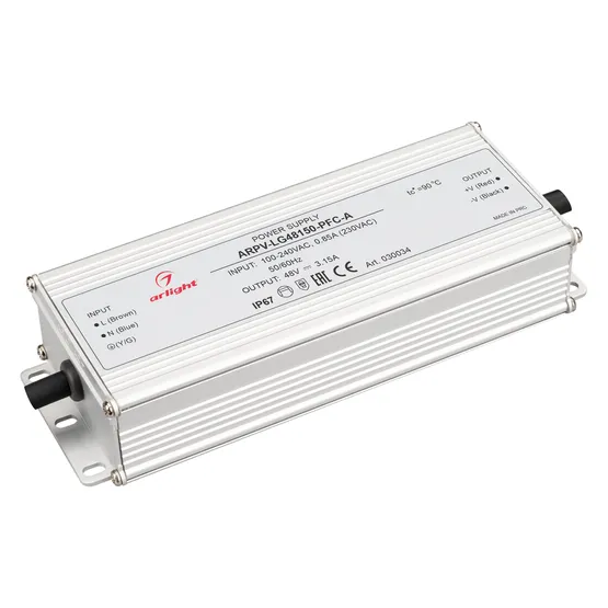 Фото #1 товара Блок питания ARPV-LG48150-PFC-A (48V, 3.15A, 150W) (Arlight, IP67 Металл, 5 лет)