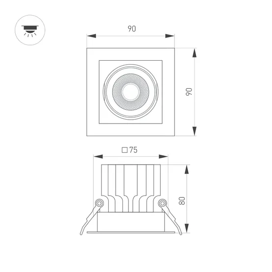 Фото #2 товара Светильник MS-VORTEX-BUILT-S90x90-12W Warm3000 (BK-BK, 20 deg, 230V) (Arlight, IP20 Металл, 5 лет)