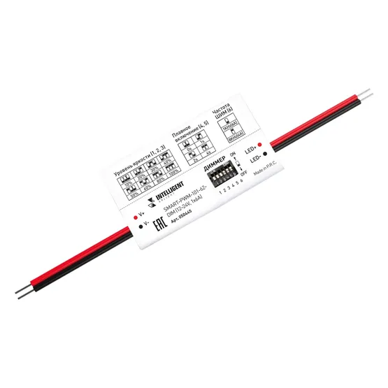 Фото товара INTELLIGENT ARLIGHT Диммер SMART-PWM-101-62-DIM (12-24V, 1x6А) (IARL, IP20 Пластик, 5 лет)