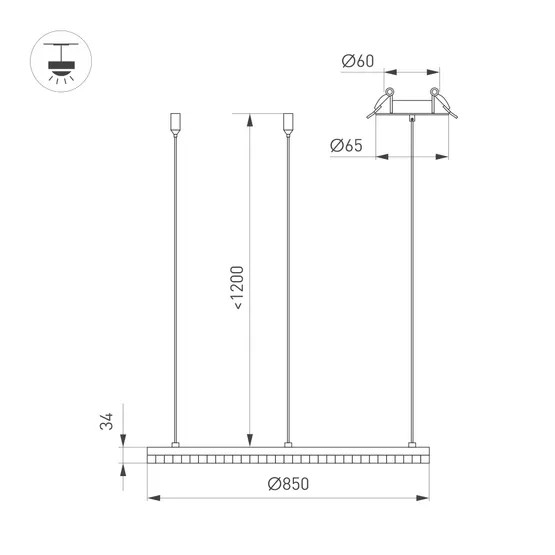 Фото #4 товара Светильник SP-DIAMOND-R850-40W Warm3000 (WH, 45 deg, 230V, TRIAC) (Arlight, IP20 Металл, 5 лет)