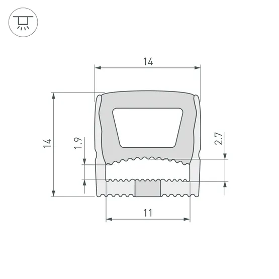 Фото #2 товара Силиконовый профиль WPH-FLEX-1414-TOP-S11-50m WHITE (Arlight, Силикон)