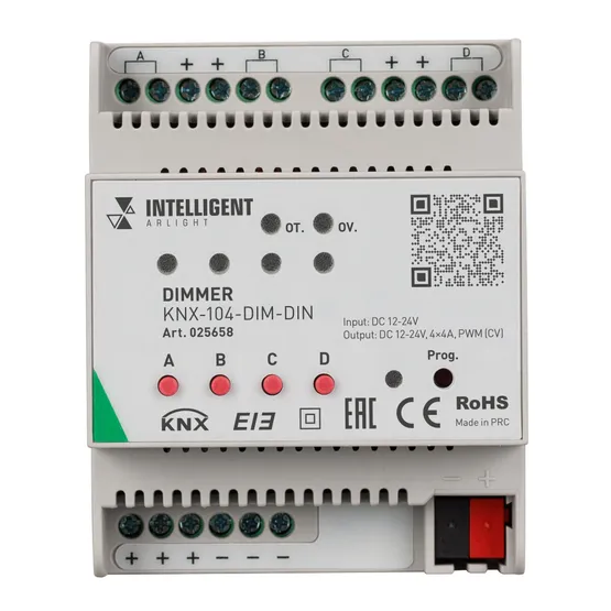 Фото #2 товара INTELLIGENT ARLIGHT Диммер KNX-104-DIM-DIN (12-24V, 4x4A) (IARL, IP20 Пластик, 2 года)