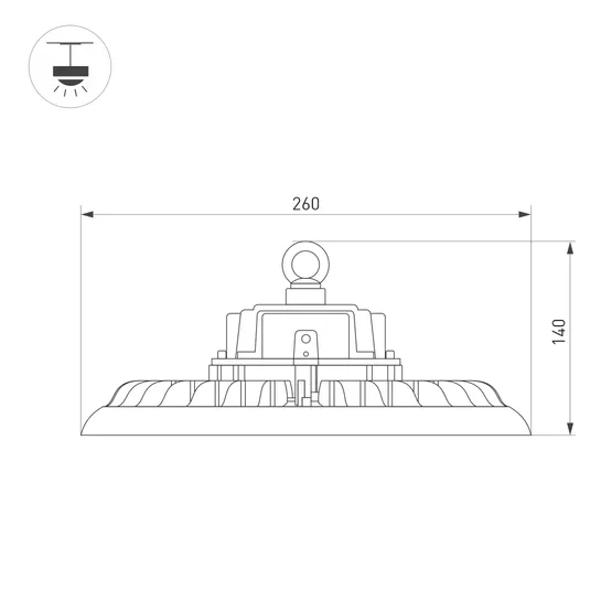 Фото #4 товара Светильник SP-ARIVA-DIM-R260-100W White5000 (BK, 60 deg, 230V, 0-10V) (Arlight, IP65 Металл, 5 лет)