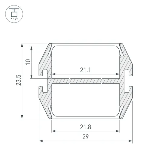 Фото #3 товара Профиль PLS-LOCK-DUAL-2000 ANOD (Arlight, Алюминий)