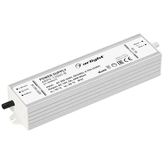 Фото #1 товара Блок питания ARPV-12060-B (12V, 5.0A, 60W) (Arlight, IP67 Металл, 3 года)