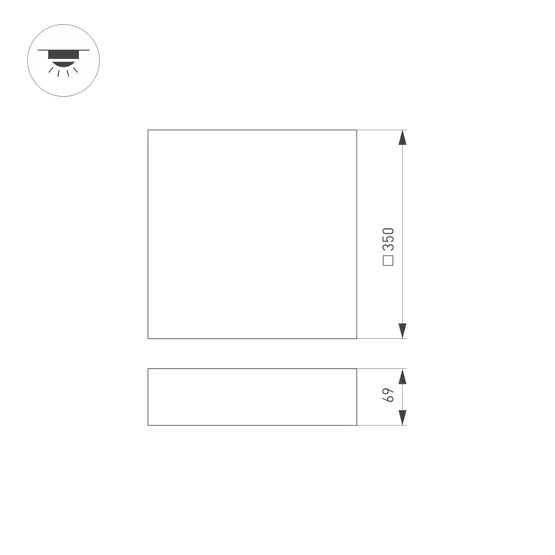 Фото #6 товара Светильник IM-QUADRO-EMERGENCY-3H-S350x350-33W Warm3000 (BK, 120 deg, 230V) (Arlight, IP40 Металл, 2 года)