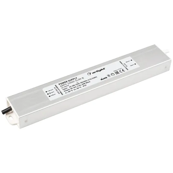 Фото #1 товара Блок питания ARPV-24060-SLIM-B (24V, 2.5A, 60W) (Arlight, IP67 Металл, 3 года)