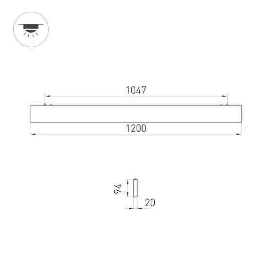 Фото #4 товара Светильник ALT-LINEAIR-FLAT-UPDOWN-DIM-S2094-1200-40W Warm3000 (BK, 100 deg, 230V) (Arlight, IP20 Металл, 3 года)