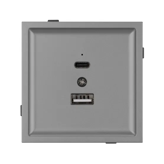 Фото #2 товара Механизм USB розетки SCT-TENDO-MUAC-PL-GR (5V, 3A, QC3) (Arlight, Графитовый)