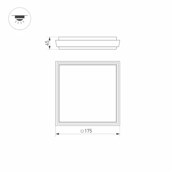 Фото #6 товара Светильник LGD-AREA-S175x175-10W Warm3000 (GR, 110 deg, 230V) (Arlight, IP54 Металл, 3 года)