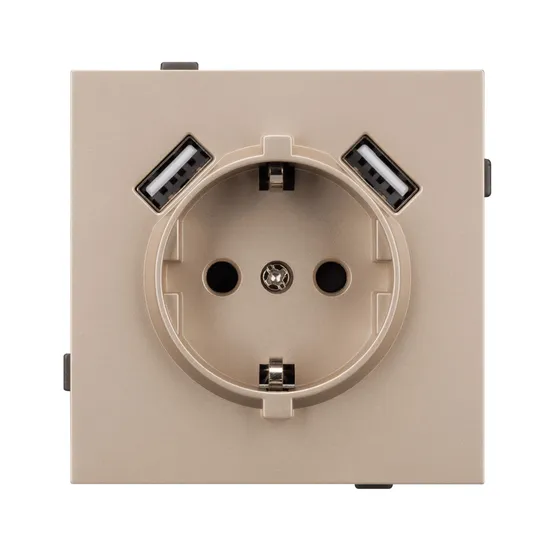 Фото #3 товара Механизм розетки с USB зарядкой SCT-TENDO-MUAA-PL-GD (230V, 16A) (Arlight, Песочный)