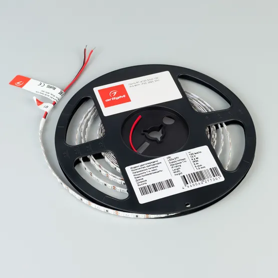 Фото #2 товара Светодиодная лента RT-A120-5mm 12V Red (9.6 W/m, IP20, 2835, 5m) (Arlight, 9.6 Вт/м, IP20)