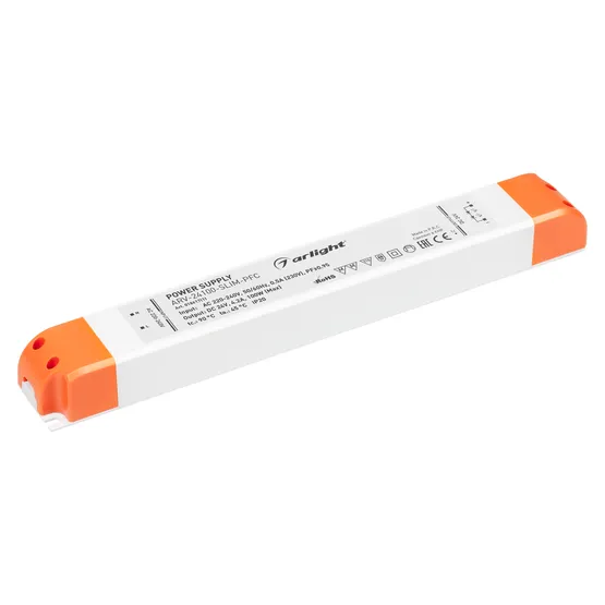 Фото товара Блок питания ARV-24100-SLIM-PFC (24V, 4.2A, 100W) (Arlight, IP20 Пластик, 2 года)