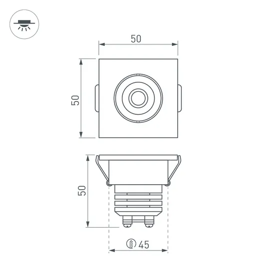 Фото #6 товара Светодиодный светильник LTM-S50x50WH 5W Warm White 25deg (Arlight, IP40 Металл, 3 года)