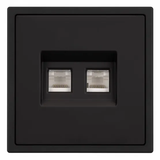 Фото #2 товара Механизм сдвоенной компьютерной розетки SCT-NOBE-MPC2-SFPL-BK (RJ-45, CAT6) (Arlight, Черный оникс)